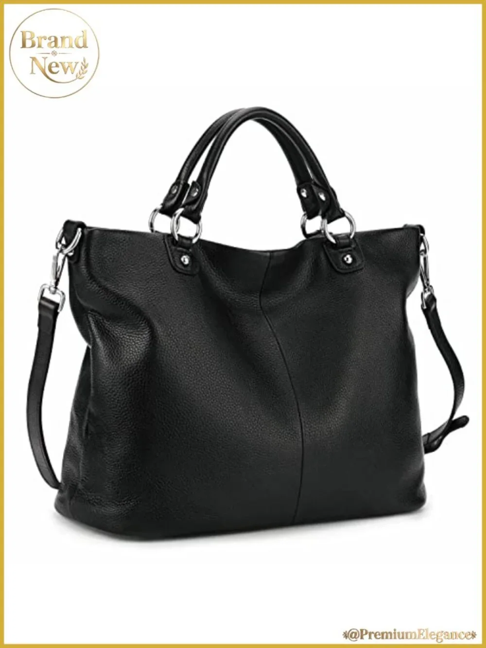 Genuine Leather Top Handle Satchel Tote, 3 Ways to Wear